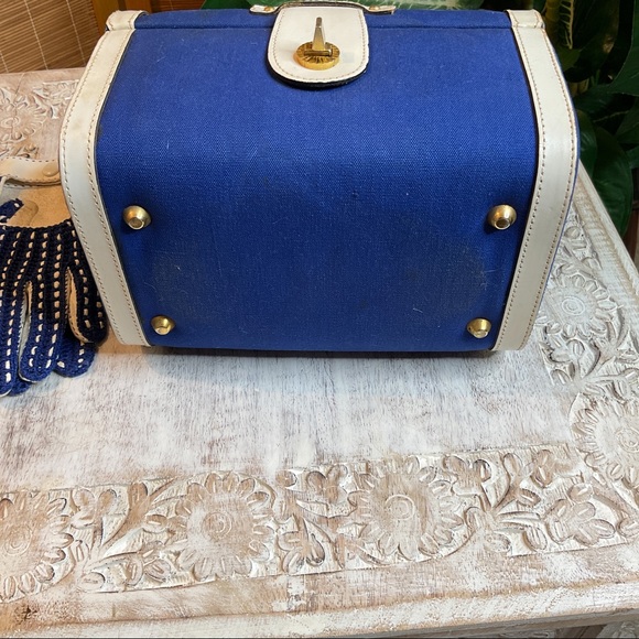 Vintage 1950s Tano Fabric and Leather Box Purse - Picture 13 of 15